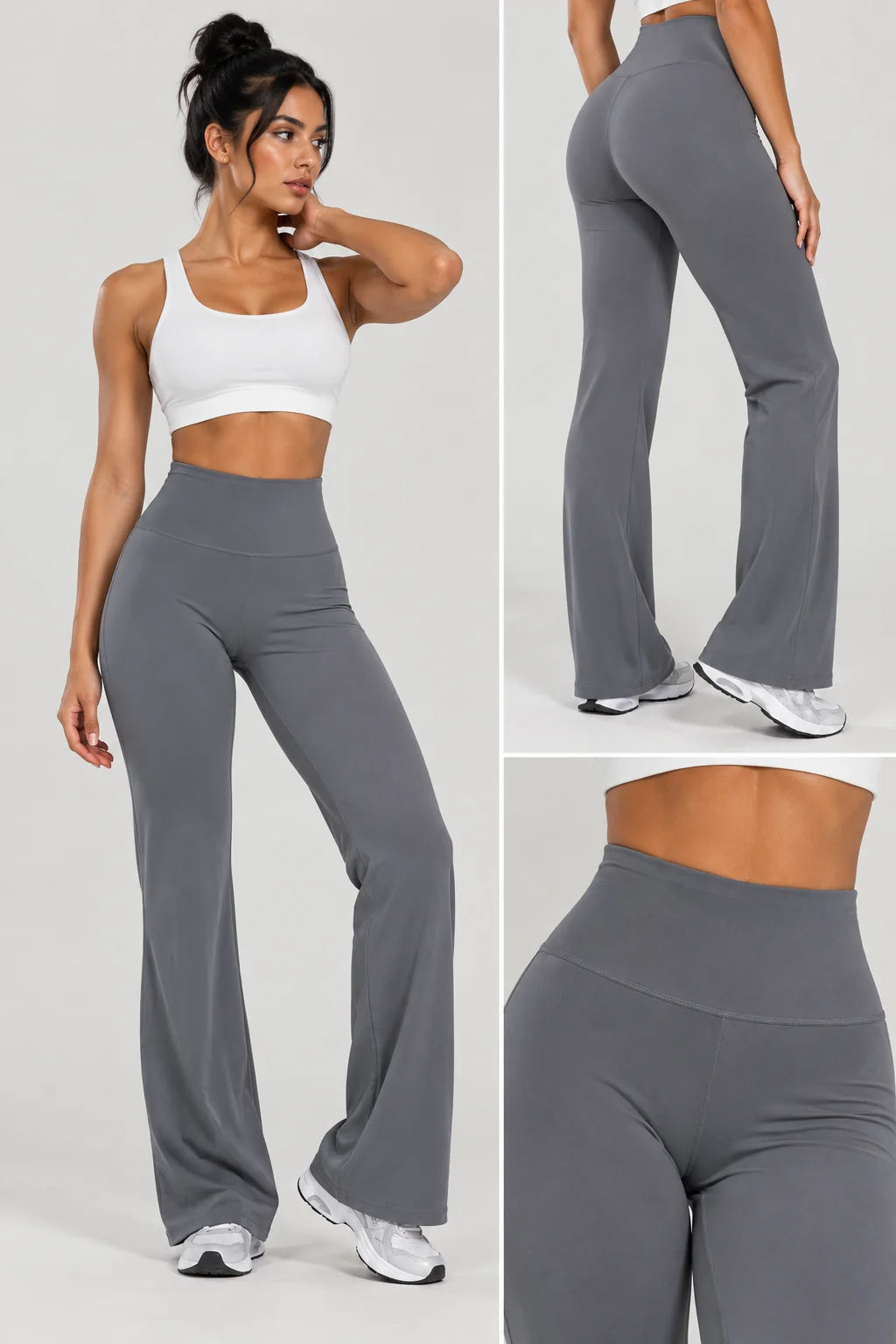 Legging Flare gris, coupe évasée