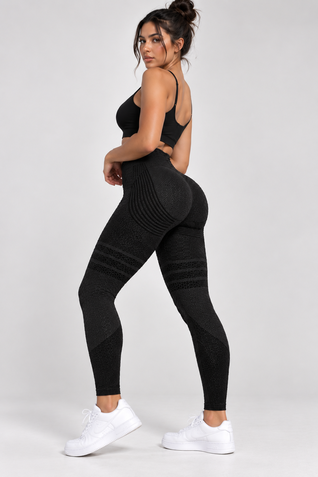 Legging 3D Sculpt noir, vue trois-quarts